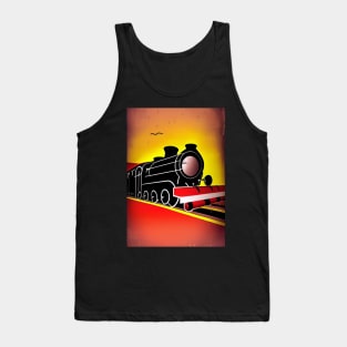 CUTE POPART COMIC STYLE RED AND BLACK STEAM TRAIN Tank Top